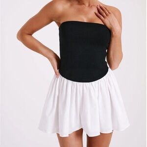 Meshki Hannah Knit And Linen Mini Dress